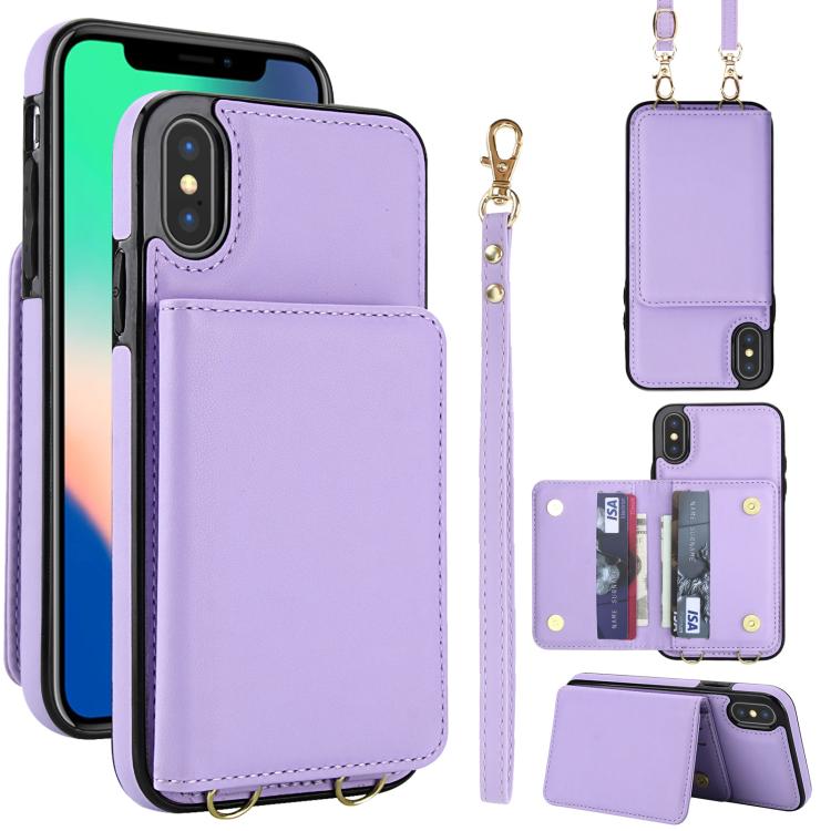 Crossbody Dual-buckle Wallet RFID Back Leather Phone Case, For iPhone XR, For iPhone XS Max, For iPhone 8 Plus / 7 Plus
