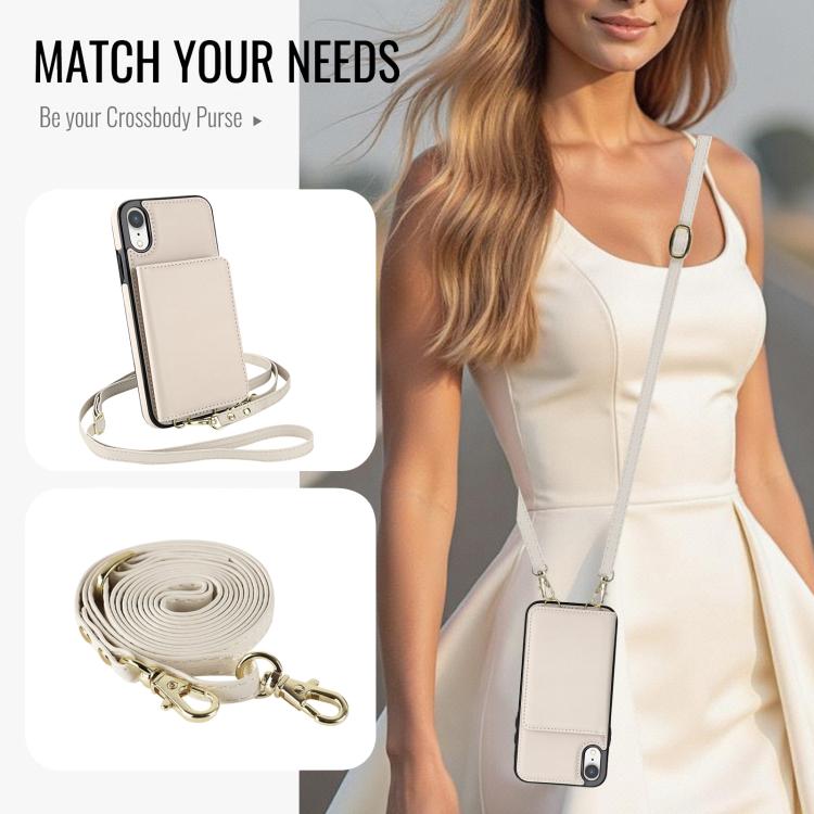Crossbody Dual-buckle Wallet RFID Back Leather Phone Case, For iPhone XR, For iPhone XS Max, For iPhone 8 Plus / 7 Plus