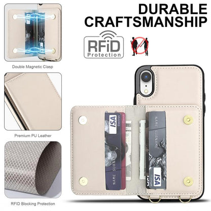 Crossbody Dual-buckle Wallet RFID Back Leather Phone Case, For iPhone XR, For iPhone XS Max, For iPhone 8 Plus / 7 Plus