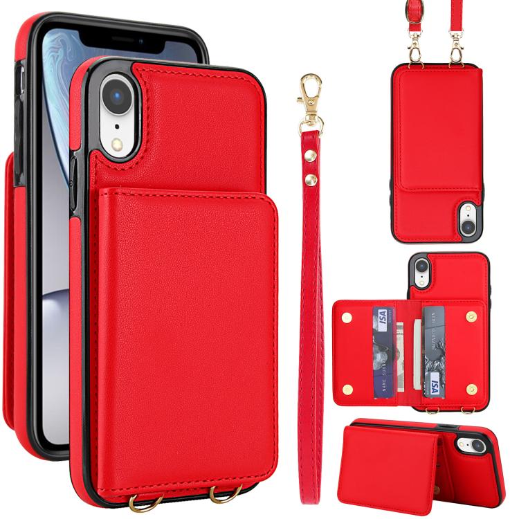 Crossbody Dual-buckle Wallet RFID Back Leather Phone Case, For iPhone XR, For iPhone XS Max, For iPhone 8 Plus / 7 Plus