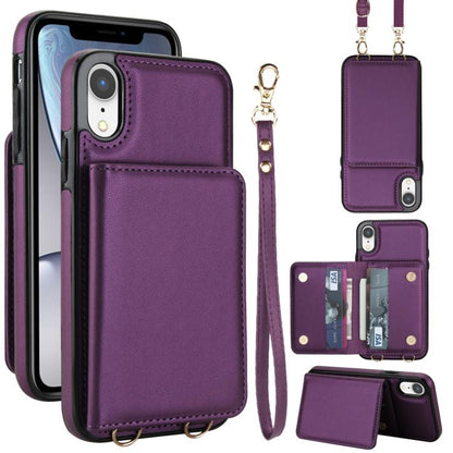 Crossbody Dual-buckle Wallet RFID Back Leather Phone Case, For iPhone XR, For iPhone XS Max, For iPhone 8 Plus / 7 Plus