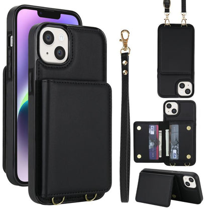Crossbody Dual-buckle Wallet RFID Back Leather Phone Case, For iPhone 14 Plus, For iPhone 14 / 13, For iPhone 14 Pro