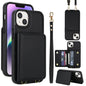 Crossbody Dual-buckle Wallet RFID Back Leather Phone Case, For iPhone 14 Plus, For iPhone 14 / 13, For iPhone 14 Pro