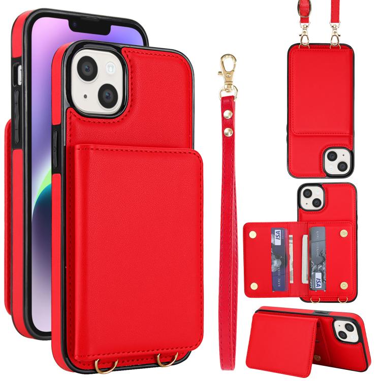 Crossbody Dual-buckle Wallet RFID Back Leather Phone Case, For iPhone 14 Plus, For iPhone 14 / 13, For iPhone 14 Pro