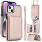 Crossbody Dual-buckle Wallet RFID Back Leather Phone Case, For iPhone 14 Plus, For iPhone 14 / 13, For iPhone 14 Pro