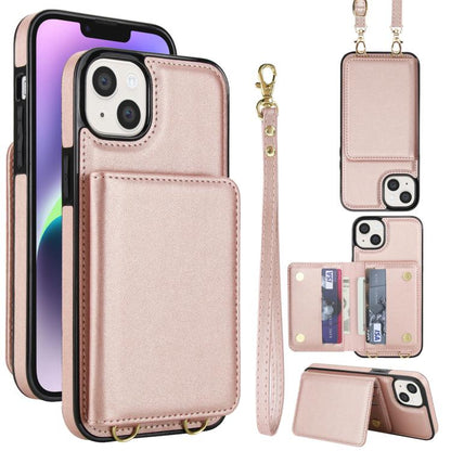 Crossbody Dual-buckle Wallet RFID Back Leather Phone Case, For iPhone 13 Pro, For iPhone 13 mini, For iPhone 12 / 12 Pro