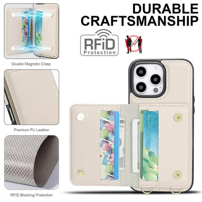 Crossbody Dual-buckle Wallet RFID Back Leather Phone Case, For iPhone 13 Pro, For iPhone 13 mini, For iPhone 12 / 12 Pro