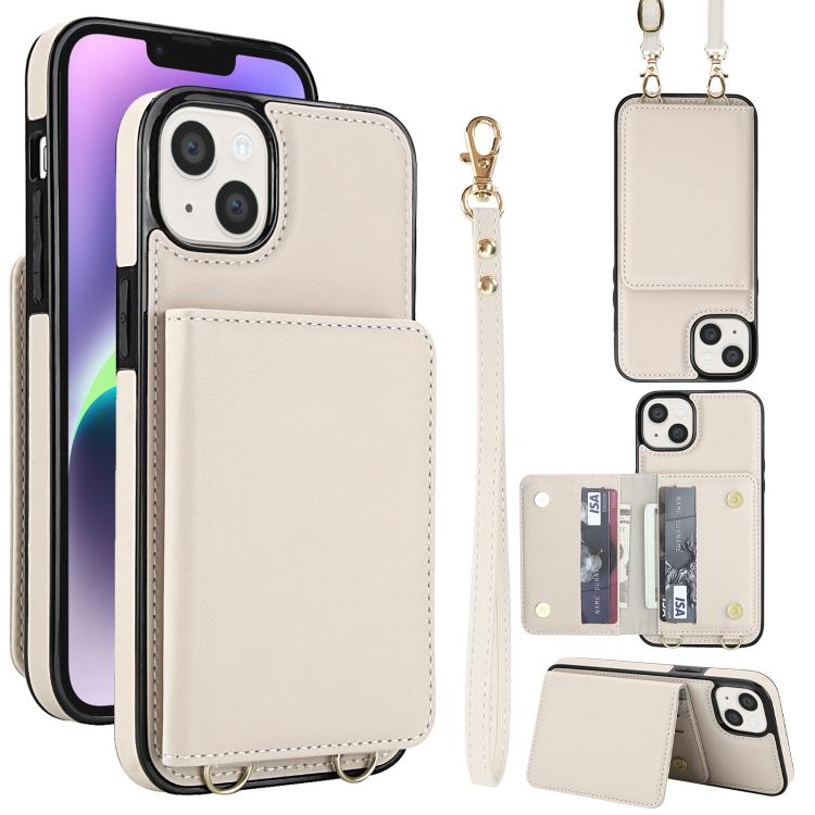 Crossbody Dual-buckle Wallet RFID Back Leather Phone Case, For iPhone 14 Plus, For iPhone 14 / 13, For iPhone 14 Pro