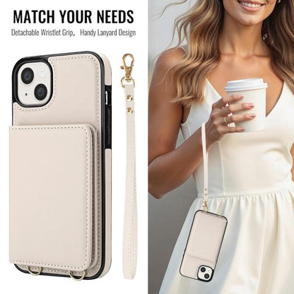 Crossbody Dual-buckle Wallet RFID Back Leather Phone Case, For iPhone 14 Plus, For iPhone 14 / 13, For iPhone 14 Pro