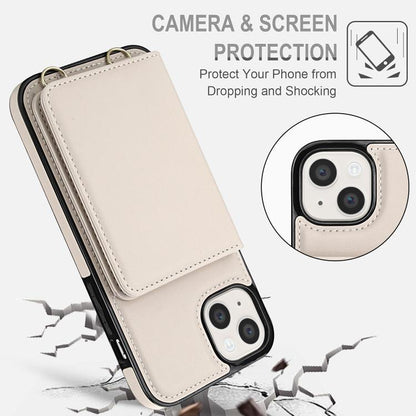 Crossbody Dual-buckle Wallet RFID Back Leather Phone Case, For iPhone 14 Plus, For iPhone 14 / 13, For iPhone 14 Pro