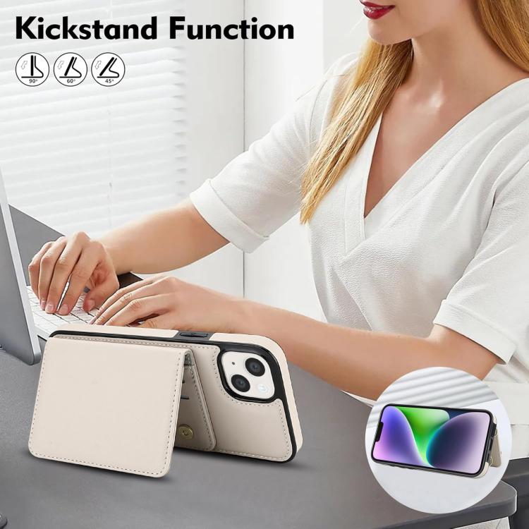 Crossbody Dual-buckle Wallet RFID Back Leather Phone Case, For iPhone 14 Plus, For iPhone 14 / 13, For iPhone 14 Pro