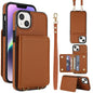 Crossbody Dual-buckle Wallet RFID Back Leather Phone Case, For iPhone 14 Plus, For iPhone 14 / 13, For iPhone 14 Pro