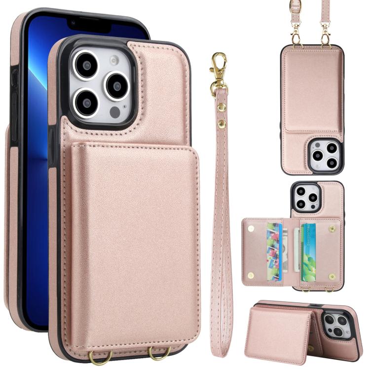 Crossbody Dual-buckle Wallet RFID Back Leather Phone Case, For iPhone 14 Plus, For iPhone 14 / 13, For iPhone 14 Pro