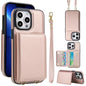 Crossbody Dual-buckle Wallet RFID Back Leather Phone Case, For iPhone 14 Plus, For iPhone 14 / 13, For iPhone 14 Pro