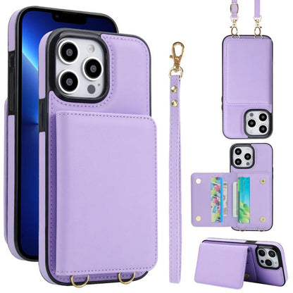Crossbody Dual-buckle Wallet RFID Back Leather Phone Case, For iPhone 14 Plus, For iPhone 14 / 13, For iPhone 14 Pro
