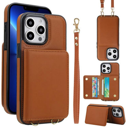 Crossbody Dual-buckle Wallet RFID Back Leather Phone Case, For iPhone 14 Pro Max, For iPhone SE 2022 / SE 2020 / 8 / 7, For iPhone 13 Pro Max