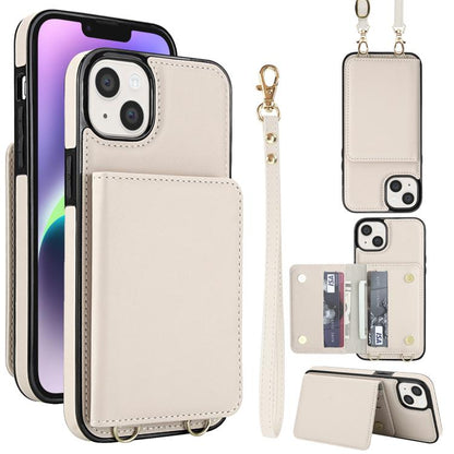 Crossbody Dual-buckle Wallet RFID Back Leather Phone Case, For iPhone 15 Pro, For iPhone 15 Plus, For iPhone 15
