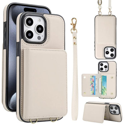 Crossbody Dual-buckle Wallet RFID Back Leather Phone Case, For iPhone 15 Pro, For iPhone 15 Plus, For iPhone 15