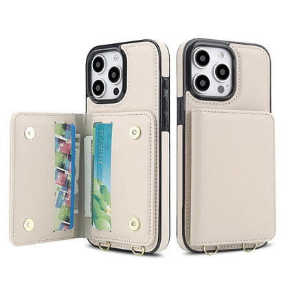 Crossbody Dual-buckle Wallet RFID Back Leather Phone Case, For iPhone 15 Pro, For iPhone 15 Plus, For iPhone 15