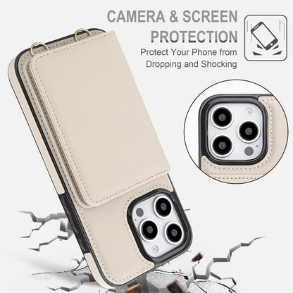 Crossbody Dual-buckle Wallet RFID Back Leather Phone Case, For iPhone 15 Pro, For iPhone 15 Plus, For iPhone 15