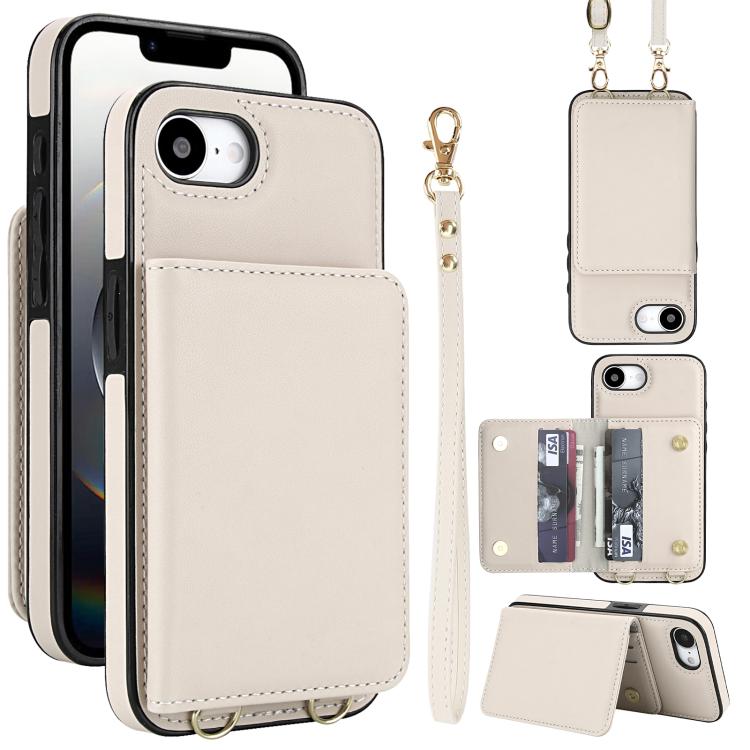 Crossbody Dual-buckle Wallet RFID Back Leather Phone Case, For iPhone 16e, For iPhone 16 Pro Max, For iPhone 16 Pro