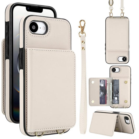 Crossbody Dual-buckle Wallet RFID Back Leather Phone Case, For iPhone 16e, For iPhone 16 Pro Max, For iPhone 16 Pro