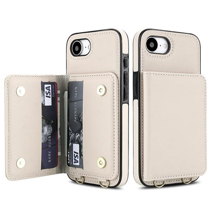 Crossbody Dual-buckle Wallet RFID Back Leather Phone Case, For iPhone 16e, For iPhone 16 Pro Max, For iPhone 16 Pro