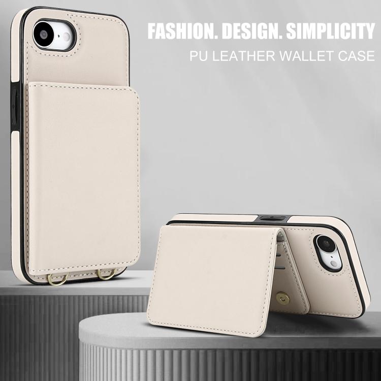 Crossbody Dual-buckle Wallet RFID Back Leather Phone Case, For iPhone 16e, For iPhone 16 Pro Max, For iPhone 16 Pro