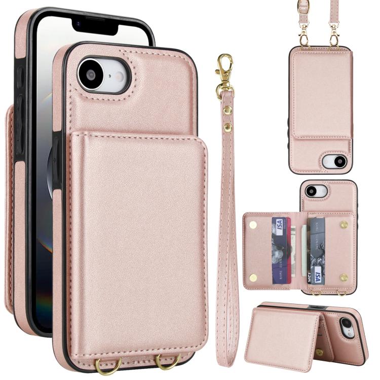 Crossbody Dual-buckle Wallet RFID Back Leather Phone Case, For iPhone 16e, For iPhone 16 Pro Max, For iPhone 16 Pro
