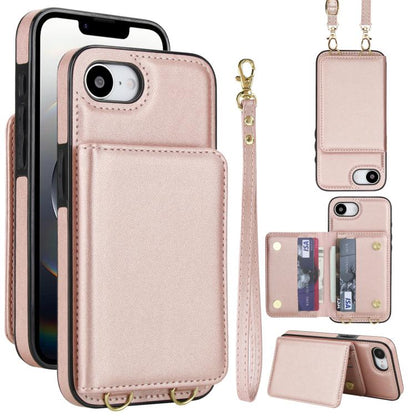 Crossbody Dual-buckle Wallet RFID Back Leather Phone Case, For iPhone 16e, For iPhone 16 Pro Max, For iPhone 16 Pro