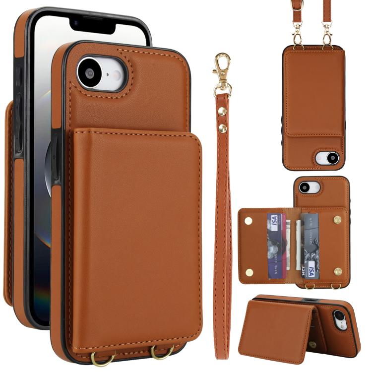 Crossbody Dual-buckle Wallet RFID Back Leather Phone Case, For iPhone 16e, For iPhone 16 Pro Max, For iPhone 16 Pro