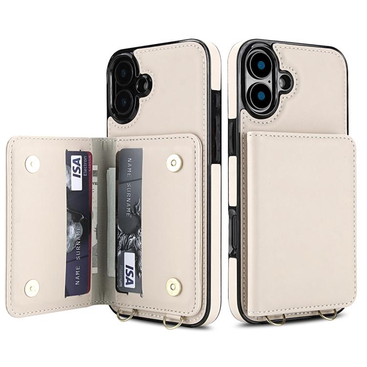 Crossbody Dual-buckle Wallet RFID Back Leather Phone Case, For iPhone 16 Plus, For iPhone 16, For iPhone 15 Pro Max