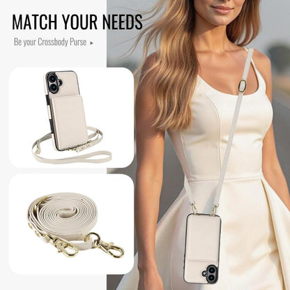 Crossbody Dual-buckle Wallet RFID Back Leather Phone Case, For iPhone 16 Plus, For iPhone 16, For iPhone 15 Pro Max