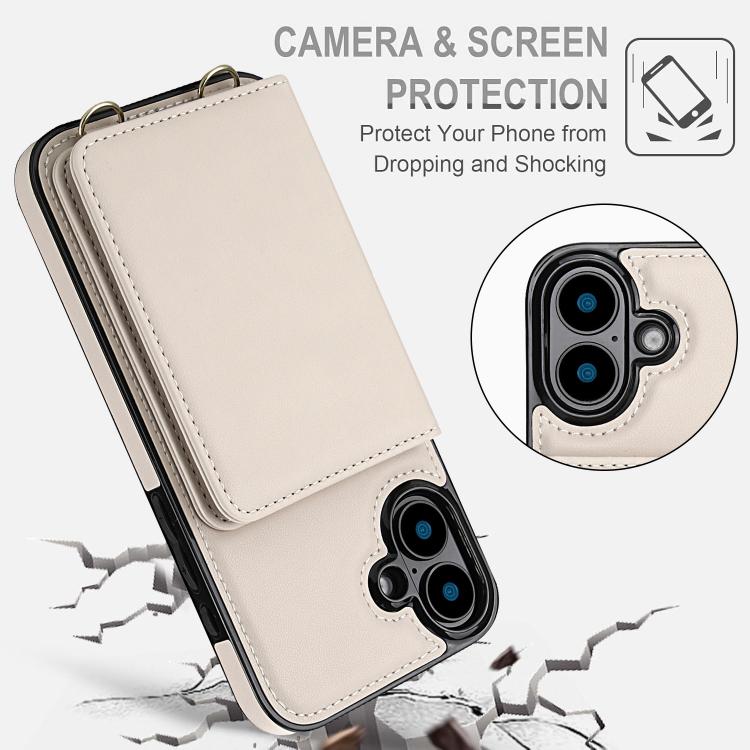 Crossbody Dual-buckle Wallet RFID Back Leather Phone Case, For iPhone 16 Plus, For iPhone 16, For iPhone 15 Pro Max