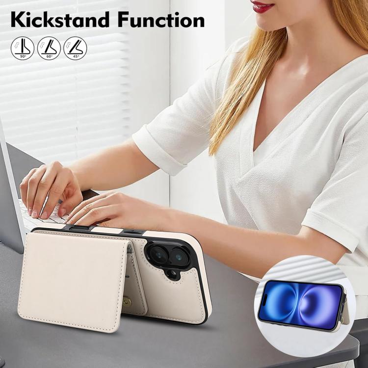 Crossbody Dual-buckle Wallet RFID Back Leather Phone Case, For iPhone 16 Plus, For iPhone 16, For iPhone 15 Pro Max