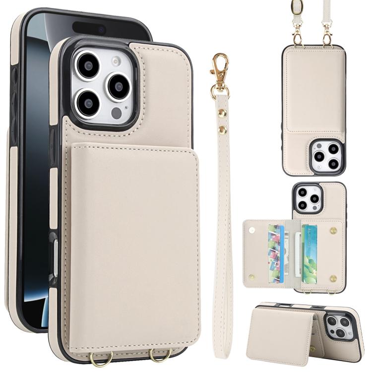 Crossbody Dual-buckle Wallet RFID Back Leather Phone Case, For iPhone 16e, For iPhone 16 Pro Max, For iPhone 16 Pro