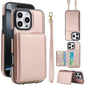 Crossbody Dual-buckle Wallet RFID Back Leather Phone Case, For iPhone 16e, For iPhone 16 Pro Max, For iPhone 16 Pro