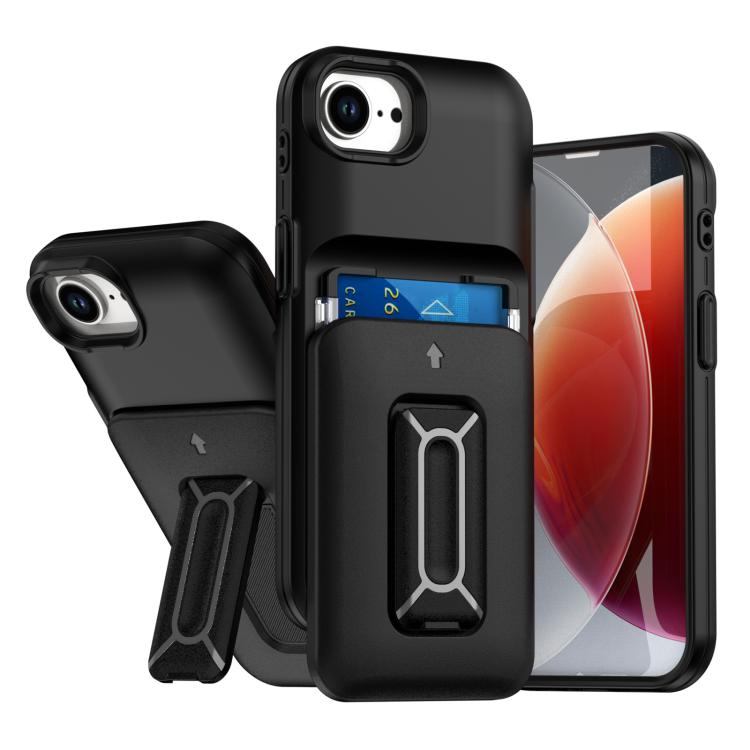 Sliding Card Holder Integrated Phone Case with Kickstand, For iPhone 17e / 16e, For iPhone 16 Pro Max