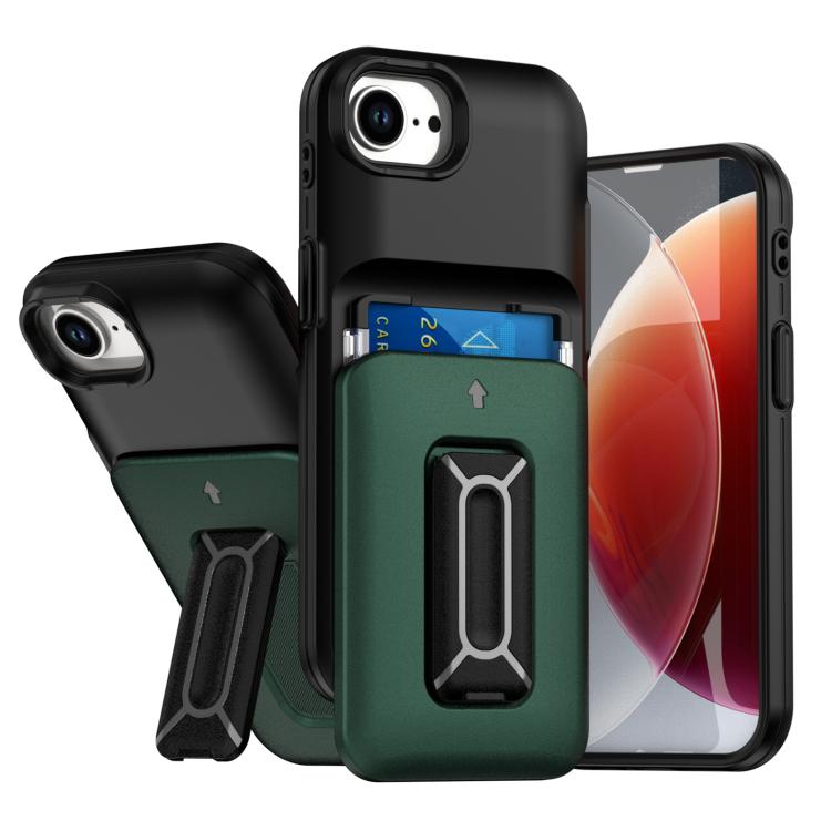 Sliding Card Holder Integrated Phone Case with Kickstand, For iPhone 17e / 16e, For iPhone 16 Pro Max