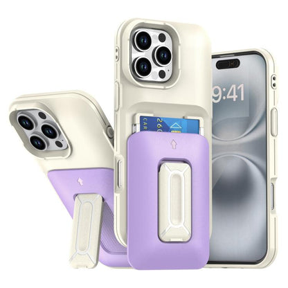 Sliding Card Holder Integrated Phone Case with Kickstand, For iPhone 17 Pro, For iPhone 16 Pro Max