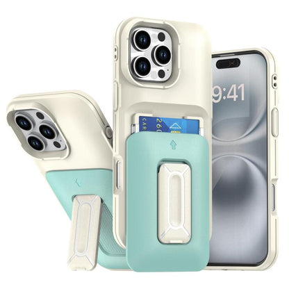 Sliding Card Holder Integrated Phone Case with Kickstand, For iPhone 17 Pro, For iPhone 16 Pro Max