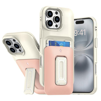 Sliding Card Holder Integrated Phone Case with Kickstand, For iPhone 17 Pro, For iPhone 16 Pro Max