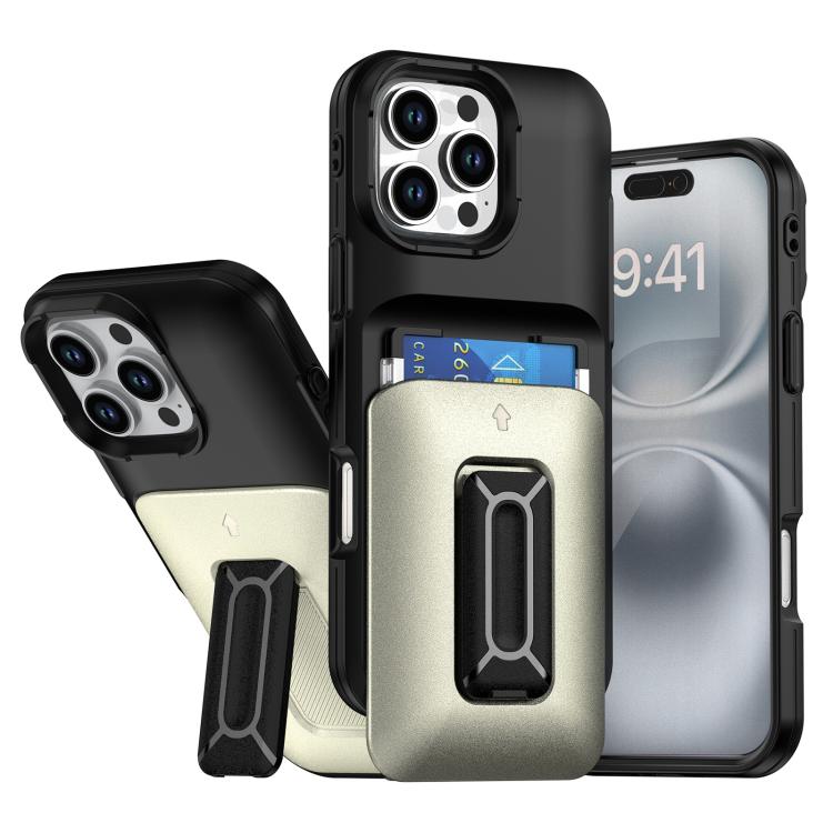 Sliding Card Holder Integrated Phone Case with Kickstand, For iPhone 17 Pro, For iPhone 16 Pro Max