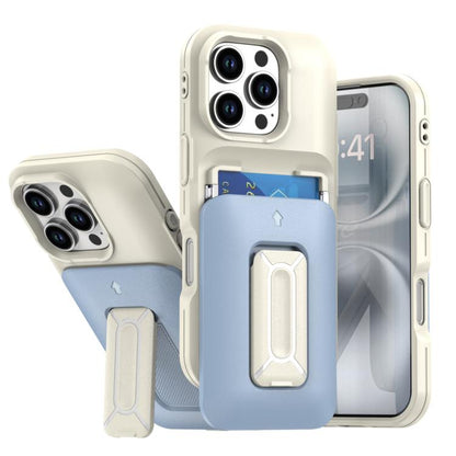 Sliding Card Holder Integrated Phone Case with Kickstand, For iPhone 16 Pro, For iPhone 16 Plus