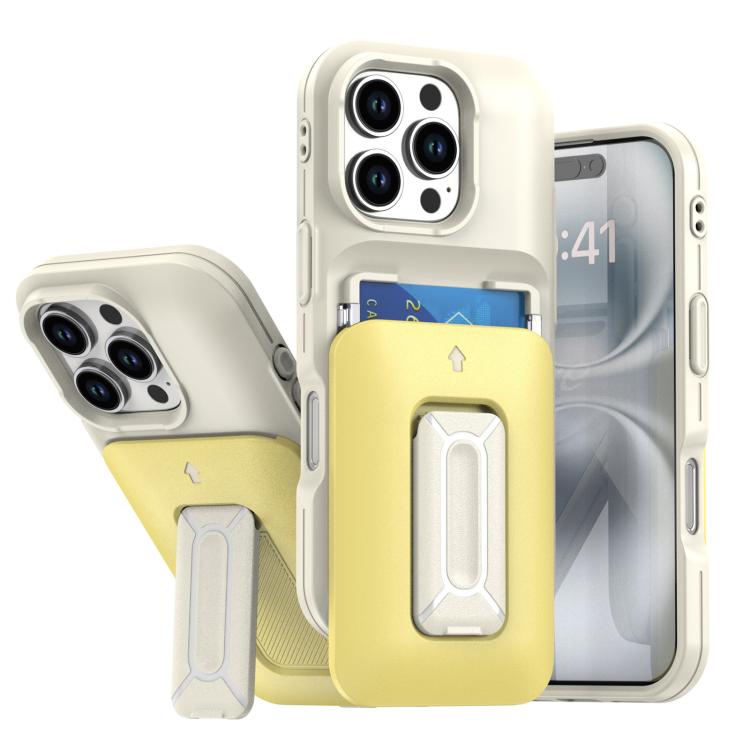 Sliding Card Holder Integrated Phone Case with Kickstand, For iPhone 16 Pro, For iPhone 16 Plus