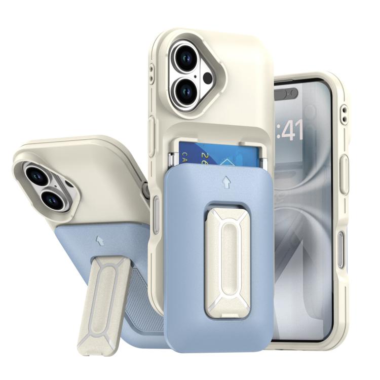 Sliding Card Holder Integrated Phone Case with Kickstand, For iPhone 16, For iPhone 15 Pro Max