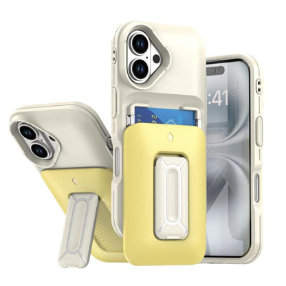 Sliding Card Holder Integrated Phone Case with Kickstand, For iPhone 16, For iPhone 15 Pro Max