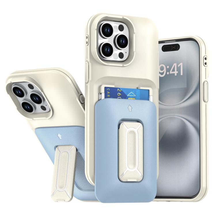 Sliding Card Holder Integrated Phone Case with Kickstand, For iPhone 16, For iPhone 15 Pro Max