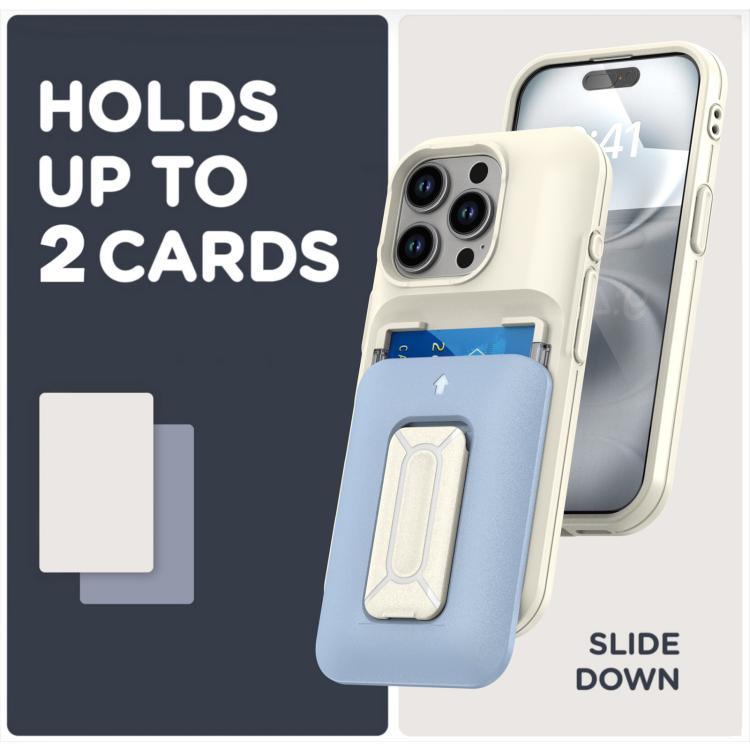 Sliding Card Holder Integrated Phone Case with Kickstand, For iPhone 15 Pro, For iPhone 15 Plus / 14 Plus