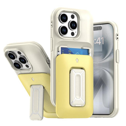 Sliding Card Holder Integrated Phone Case with Kickstand, For iPhone 15 Pro, For iPhone 15 Plus / 14 Plus